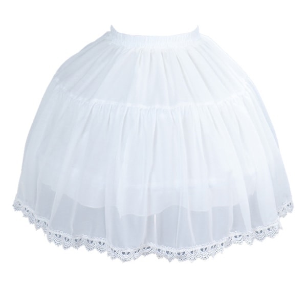 /HH/ Krinoline Underskjørt for Kvinner med 2 Rosetter Hvite Skjørt Halv-slip Underskjørt for Lolita Cosplay Viktoriansk Vintage Fest