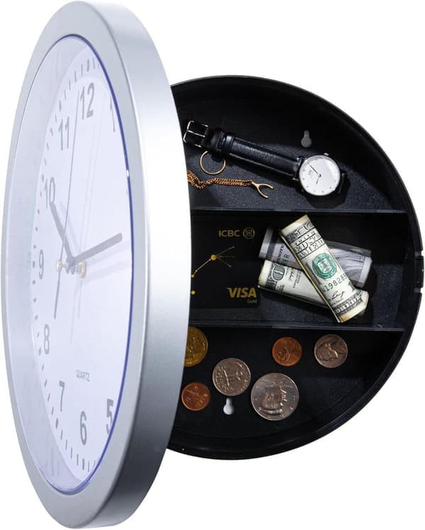 Wall Clock with Hidden Storage – 25cm Wall Mounted Clock & Secret Safe