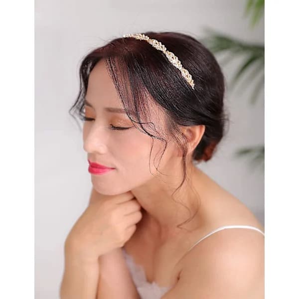 Brudekrone Rhinestone Tiara Hårbånd Krone Hårtilbehør (gull) Sølv