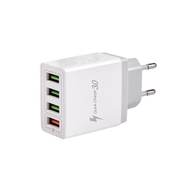 HA-5V/3.1A Strømlader Hurtiglader 4-port USB QC 3.0