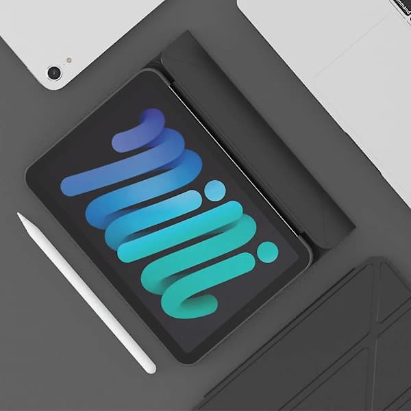Magnetisk Absorberende Origami Smart TPU + PU Læderetui til iPad mini (2021) Sort
