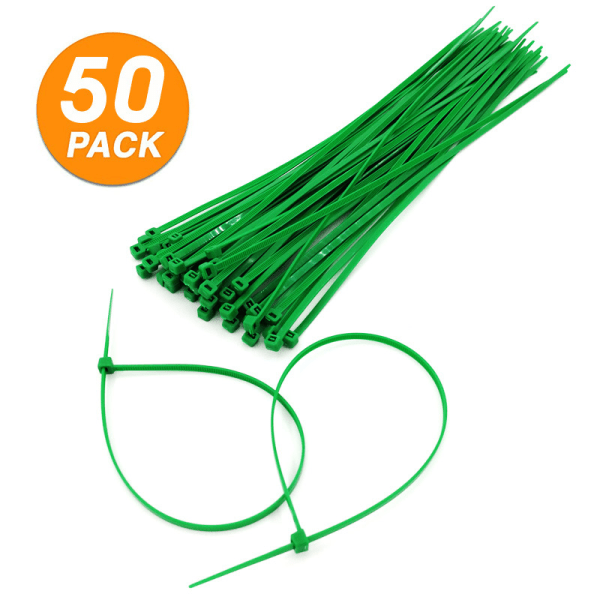 50-pack premium gröna buntband 200 mm x 2,3 mm UV, värme och kyla