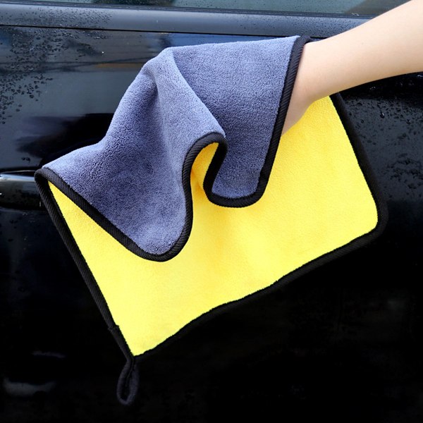 Tyk og hurtigtørrende mikrofiber-rengøringsklud til bil  Polering af voksende autoklud (6pakke, 12 x 12 tommer) (Grå-gul)
