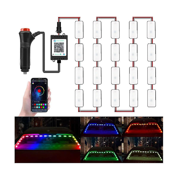 Rgb Streamer Bilrude Forrude Led Indvendigt Lys Med Musik Rytme Flash Auto Baglygte