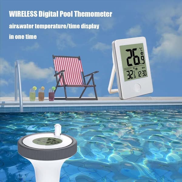 Pool Vanntemperaturmåler - Lettlest Digitalt Termometer - Hvit