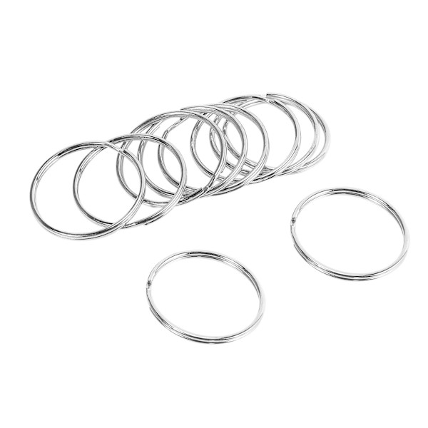 50x Kvalitets 50mm Nøkkelring Split Ring Sett Heavy Duty Stor Nikkel Nøkkel Loop Sprung Hoop