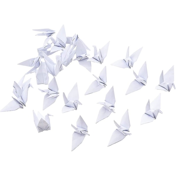 Origamipapperskranar 100 st handgjorda vikta origamipappersgirlanger för bakgrundshemdekoration vit