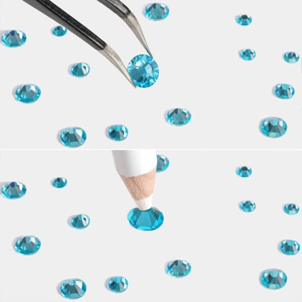 HA~Strass til makeup, 8 størrelser blå flatback strass ansigtsjuveler til neglehåndværk, Aquamarine