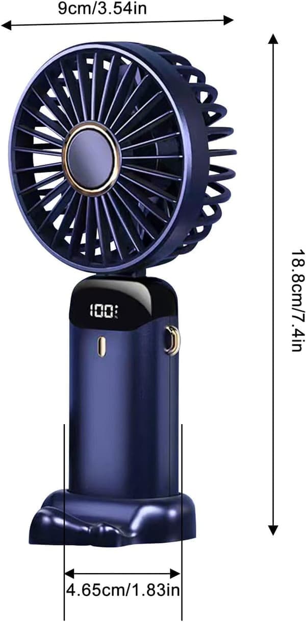 Håndholdt ventilator bærbar lille ventilator digital display sammenfoldelig USB-opladning