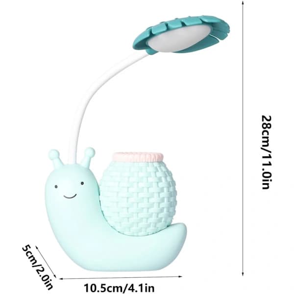 LED-skrivebordslampe med pennholder, tegneseriedyrdesign, multifunksjonell