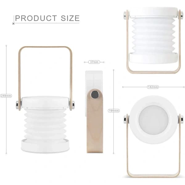 LED-nattlampe for nattbord, retro touch, justerbar, sammenleggbar
