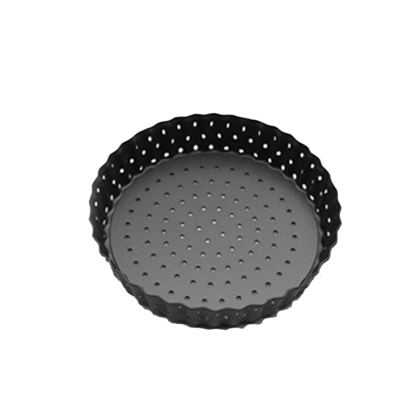 Perforerad pizzapanna - 1 stycke, högkolstål med non-stick beläggning, svart, diameter 14 cm