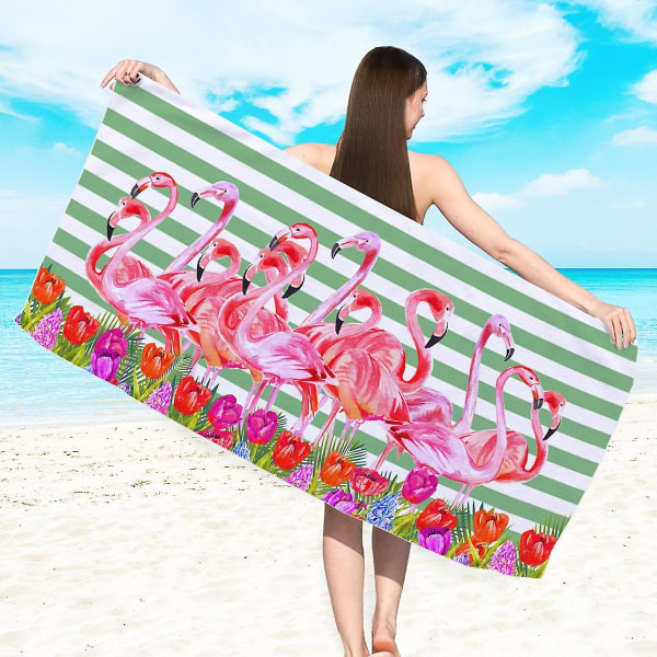 Oversized Flamingo Strandhåndklæde, Letvægts Hurtigtørrende Sandfrit Håndklæde, 28x59 Tommer Blødt Letvægts Pool Svømme Badehåndklæde