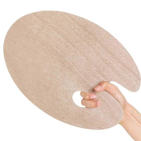 Træpalette Oval Malepalet i Træ med Tommelfingerhul