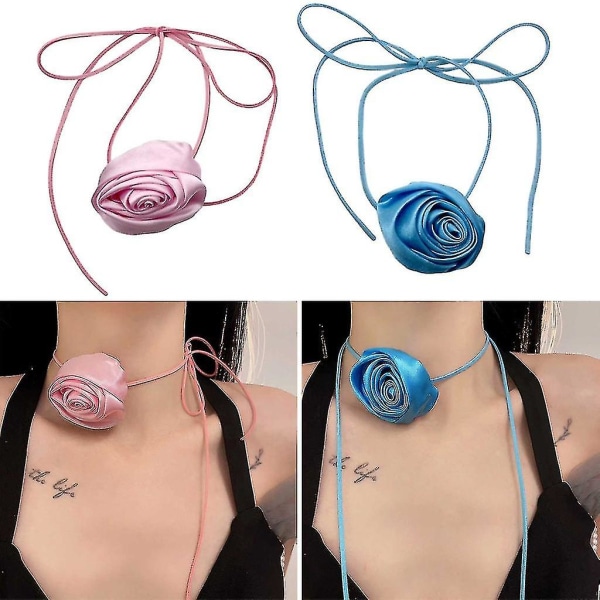 Stof Rose Choker Slips - Stof Rose Blomster Chokers Klædetilbehør Til Kvinder