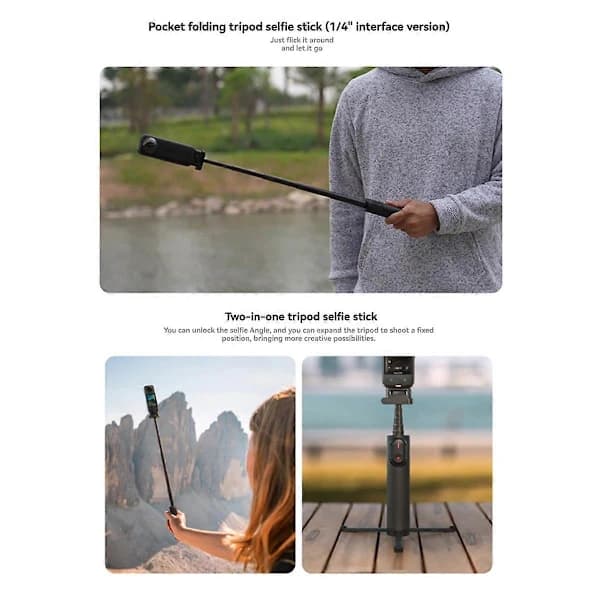 Til Insta360 X4 Lommeformat Sammenklappelig Selfiestang Forbedret Fotografering A