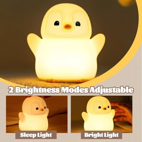 Pingvin Nattlampe Barnerom – LED Silikonlampe, Dimbar & Touch