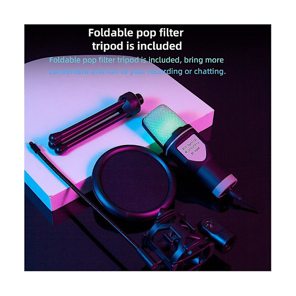 Sf666r Usb-mikrofon Rgb Kondensatormikrofon Gaming Mic För Podcastinspelning Studio Streaming