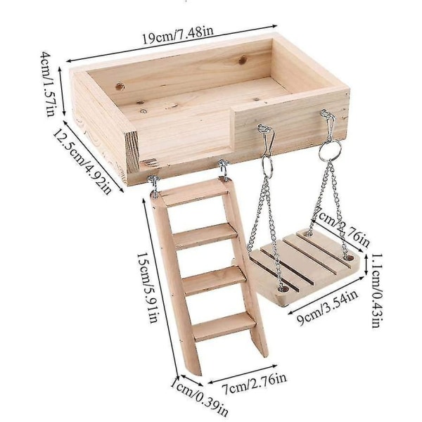 Hamster Hengebrønd i Tre - Ferret Klatrestige Bur Legetøj Ophæng til Små Egern