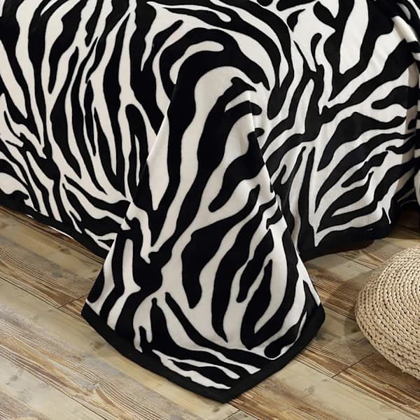 Zebra-mønstret Flanellstæppe til Sofa og Seng (150*200cm)-FM-