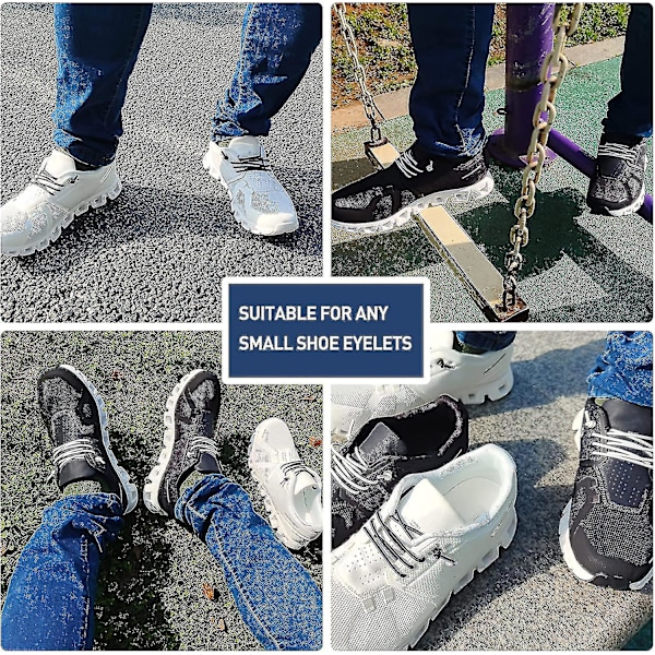Ndtezugt 2 par 1/10\" (2,5 mm) elastiske tynde skosnørebånd, strækbare runde skolisser skostrengserstatning til On Cloud Sneaker