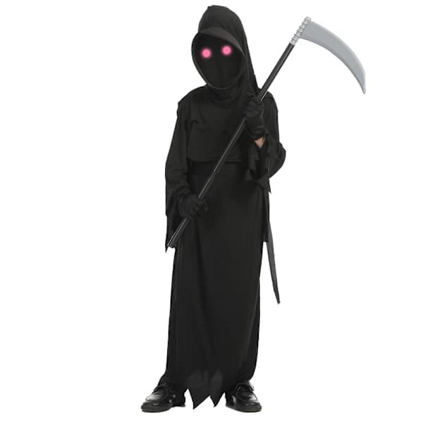 HA-Grim Reaper-kostumer til børn med glødende røde øjne og le L-FF-