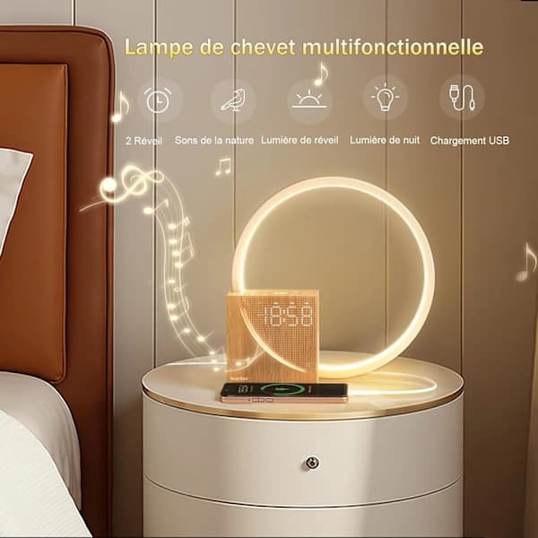 HA-10W Bedside Lamp with USB Charging, Wake-up Light Touch Control Dimmable Table Lamp Sleep Aid for Babies & Adults