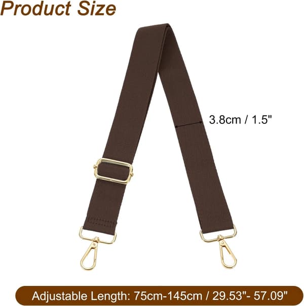 Bred justerbar axelremsersättning för väskor och handväskor, brun 3.8cm - Dark Brown