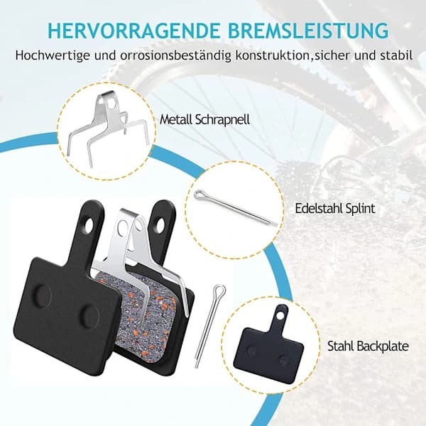 4 par skivebremseklodser til cykel / bremseklodser til cykelbremse, sort