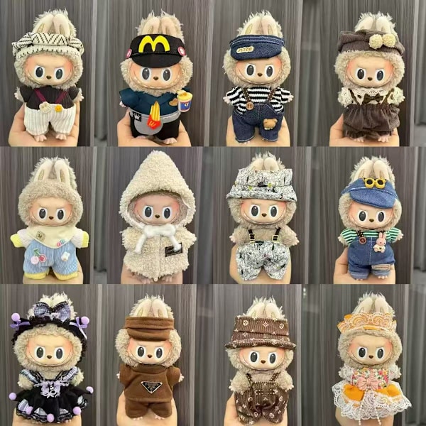 [HH] Labubu 17cm Första & Andra Generationen Vinyl Plyschdockas Hänge med Ersättningskläder Set Partydekorationer Tillbehör Labubu baby clothes (no baby) Lbb-41