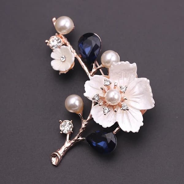 Perleblomstbrosjer for kvinner Brosje Krystall Rhinestones Brosje