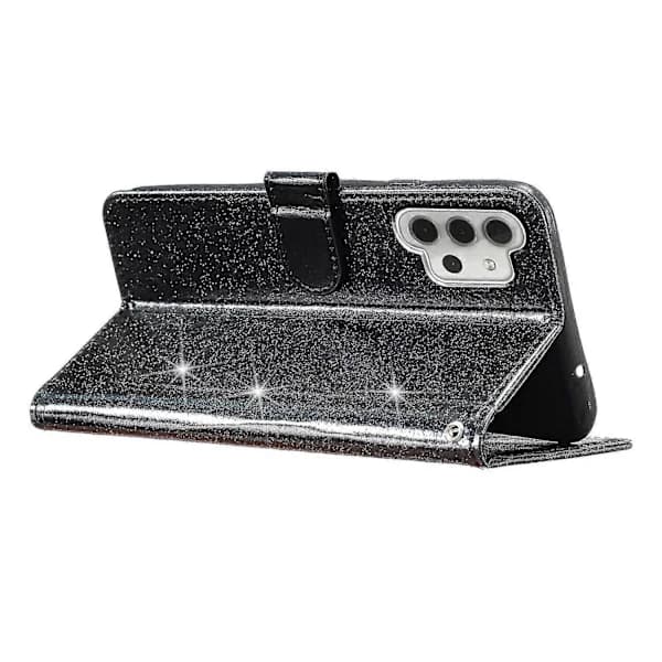 Fodral för Samsung Galaxy A32 5G Lyx Bling PU Läder med Kortfack... [] Svart