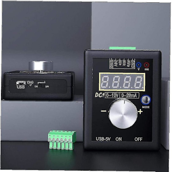 Signalgenerator 0-10v/0-4-20ma Strömspänningssimulering Handhållen signalgenerator Inbyggt litiumbatteri För Plc Panel Felsökning Svart Praktisk
