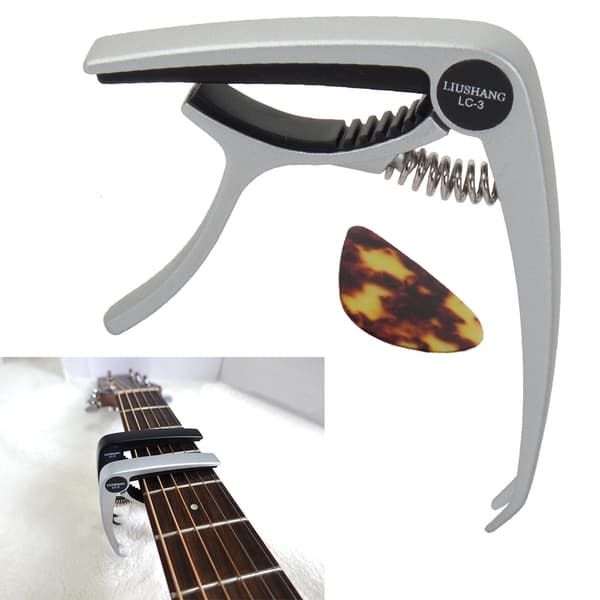 Barréklämma med Plektrum - Metall Capo - För Gitarr