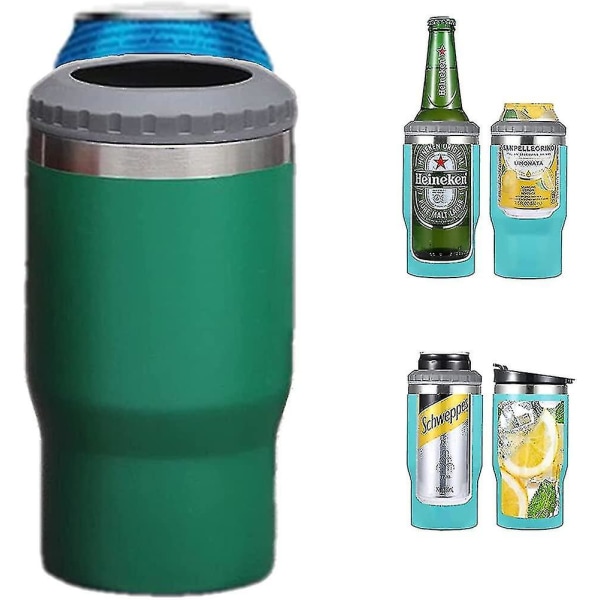 Can Insulator. 2 Lid Double Wall Insulated Stainless Steel Bottle Cooler. Beer -tz