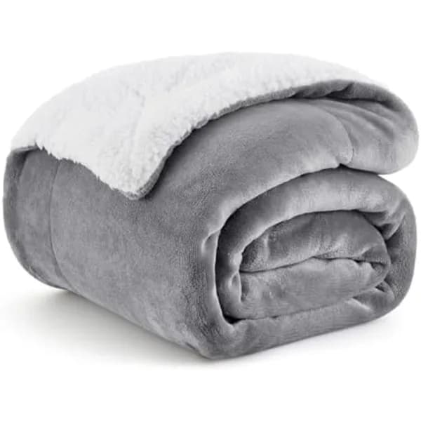 Sherpa Sofatæppe Fleecetæppe - Gråt Plaid 150x200, 2 Personer Blødt og Varmt