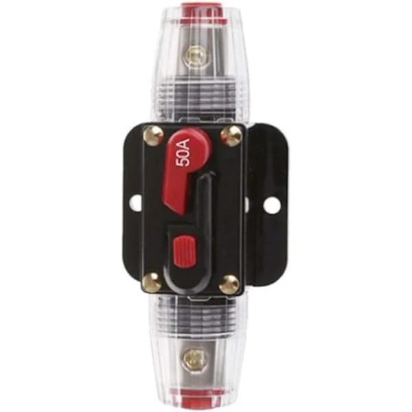 Professionel inline-afbryder til bilstereo, marinekvalitet 12V 50A manuel nulstillingssikringsholder til stereobeskyttelse, egnet til bilmotor