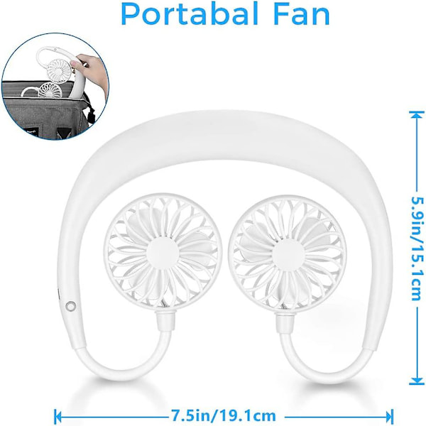 Halsventilator Håndfri Bærbar Lille Usb Personlig Mini Halsbåndsventilator 1200mah Genopladelig Batteri