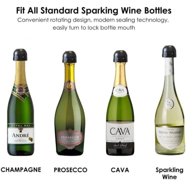 Champagne-/Vinkork - Vakuumforsegling - Stopp Svart