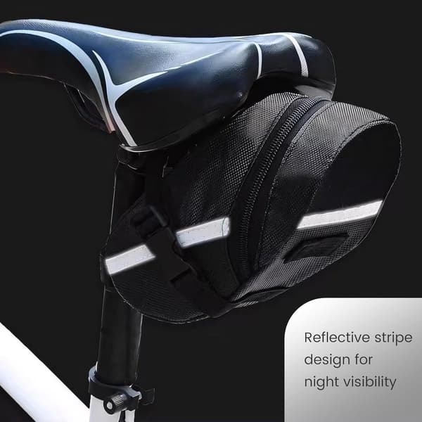 Cykel sadeltaske, vandafvisende 600D polyester, 2-3L kapacitet, værktøjsfri montering, til racercykler, MTB, pendling, sort