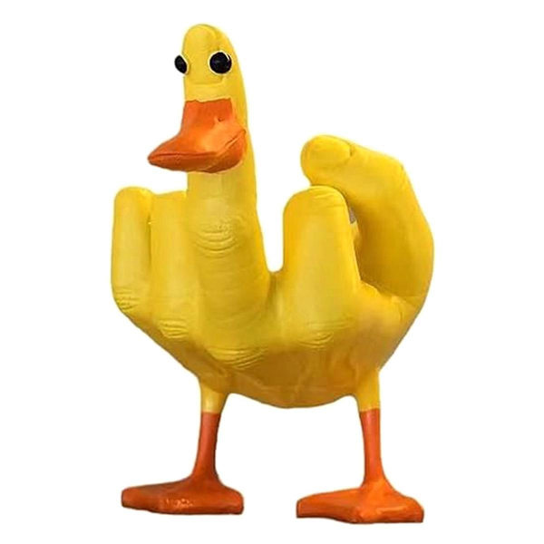 Nyhet Finger Duck Skulpturer, Morsom Liten And Figur Ornament Dekor, Finger Liten And Resin