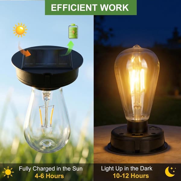 Solcelle-erstatningslampehoveder, LED, Automatisk Sensor, Vandtæt, Til Udendørs Havelanterner, 3-pak, Sort, 7 Cm