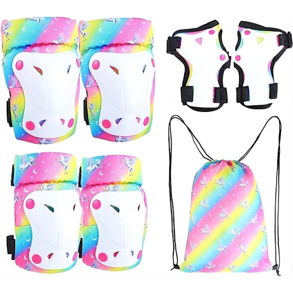 HH-Justerbara knä- och armbågsskydd för barn, 6-i-1 handledsskydd för cykel, inlines, sparkcykel, 3-8 år, S