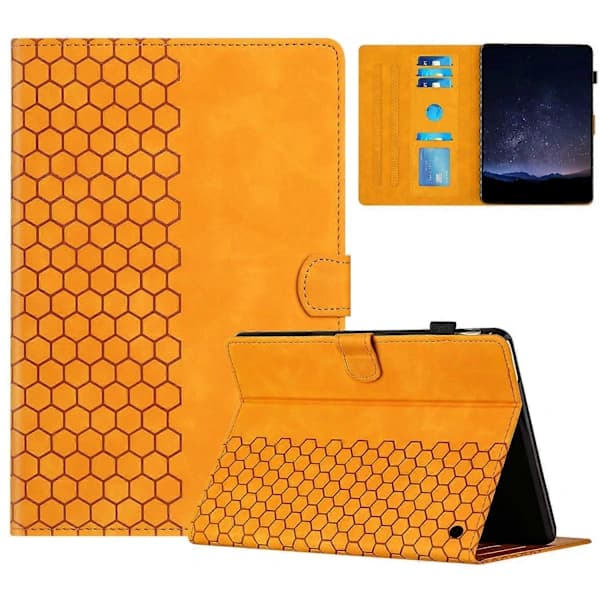 HA~Fodral för Amazon Fire HD 8 (2022)/(2020) Honeycomb-tryckt läderfodral med kortplats