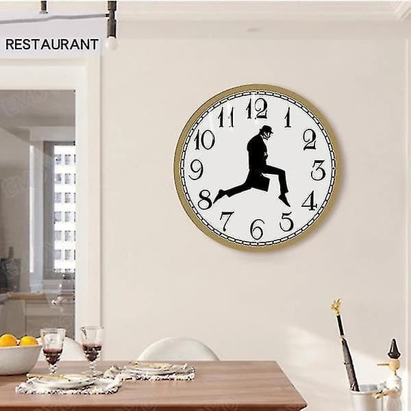Wall Clock, Inspired by Silly Walk, Creative Silent Clock Wall Art For Home Living Room Decor White