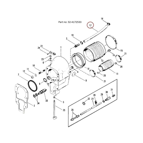 32-4172533 Vandslange til Alpha Gen1 & 2 3/4 tommer Gimbal 32-4172533 32-8m0062309