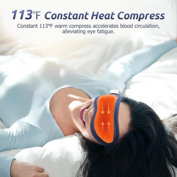 Mistmaske, genopladelig øjenmaske med damp og smart timer, mikrofin damp