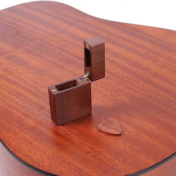 Akustiska gitarrplektrum med förvaringslåda, träbas, ukulele, musikinstrumenttillbehör med gitarrplektrum
