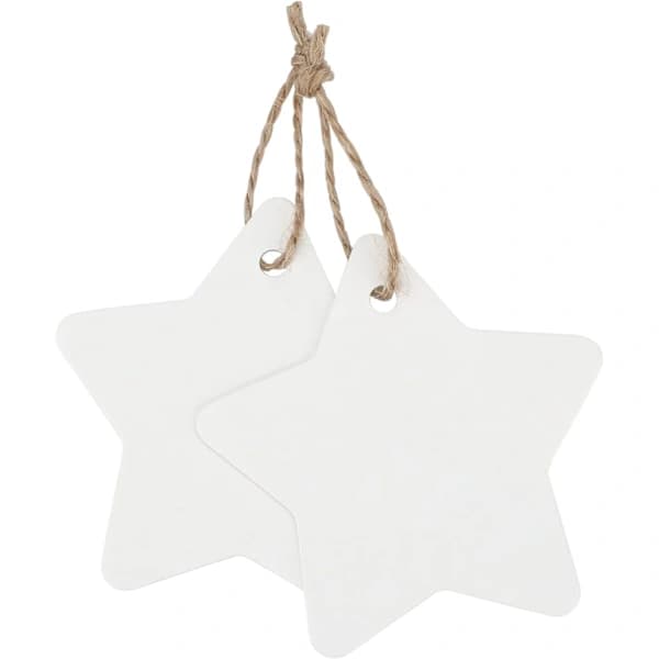 100 stk. Kraftpapir Gavemærker Stjerneform 6cm til Jul/Bryllup