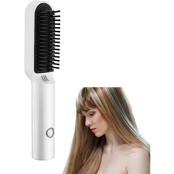 /HH/ Portable Cordless Hair Straightener Brush with 200°C Constant Temperature Ionic Straightening and Curling Iron Travel Anti-Scald Rechargeable USB